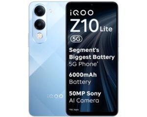 iQOO Z10 Lite 5G Smartphone (Titanium Blue, 6GB RAM, 128GB Storage) with Dimensity 6300 Processor, 6000mAh Battery, IP64 Rating & Military Grade Shock Resistance