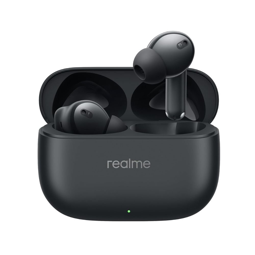 realme Buds T310 True Wireless Earbuds with 46dB Hybrid ANC, 360° Spatial Audio, 12.4mm Bass Driver, 40Hrs Battery & Fast Charging – Vibrant Black