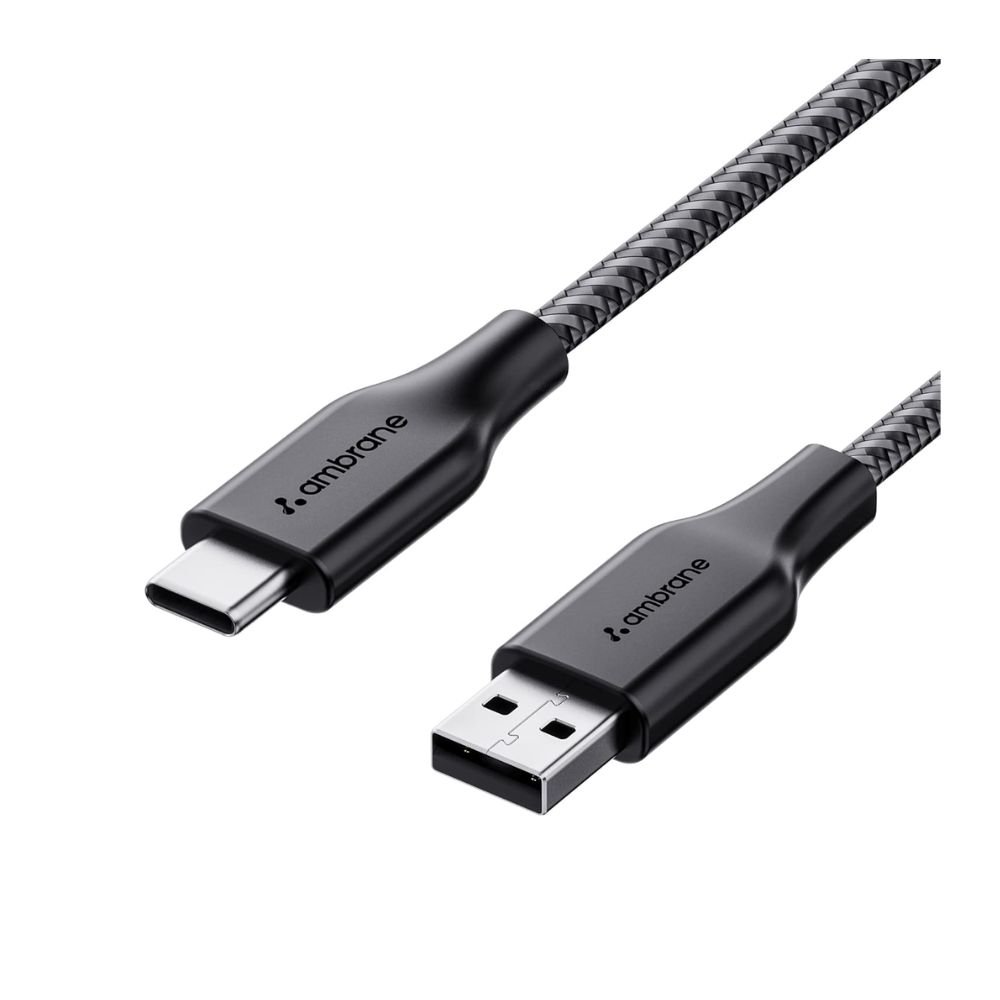 Ambrane Unbreakable Fast Charging Braided USB Cable – Durable High-Speed Data & Charging Cable